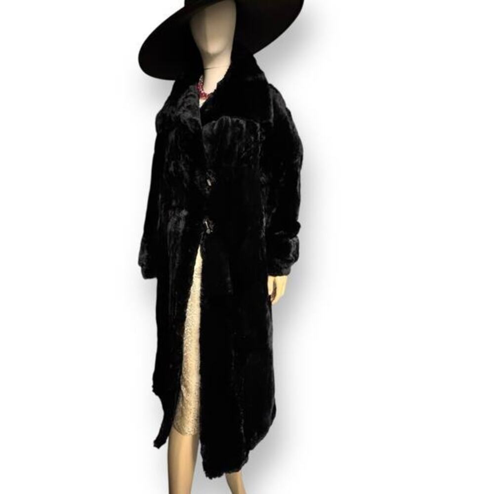 Vintage 1930s Sheared Beaver Fur Coat Full Length Soft Black Jacket Sz Small